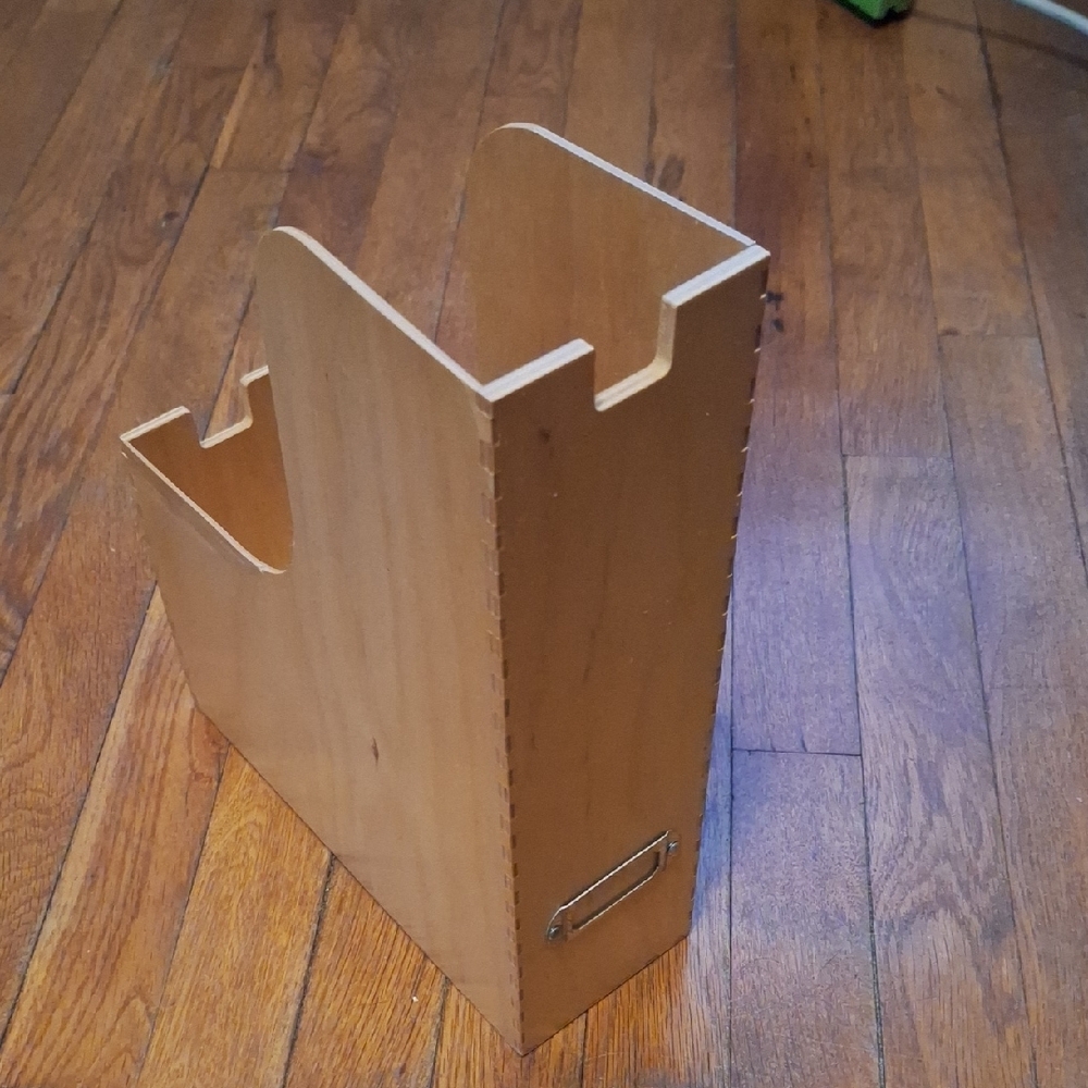 Natural Wood Tall Storage Box with Label Holder